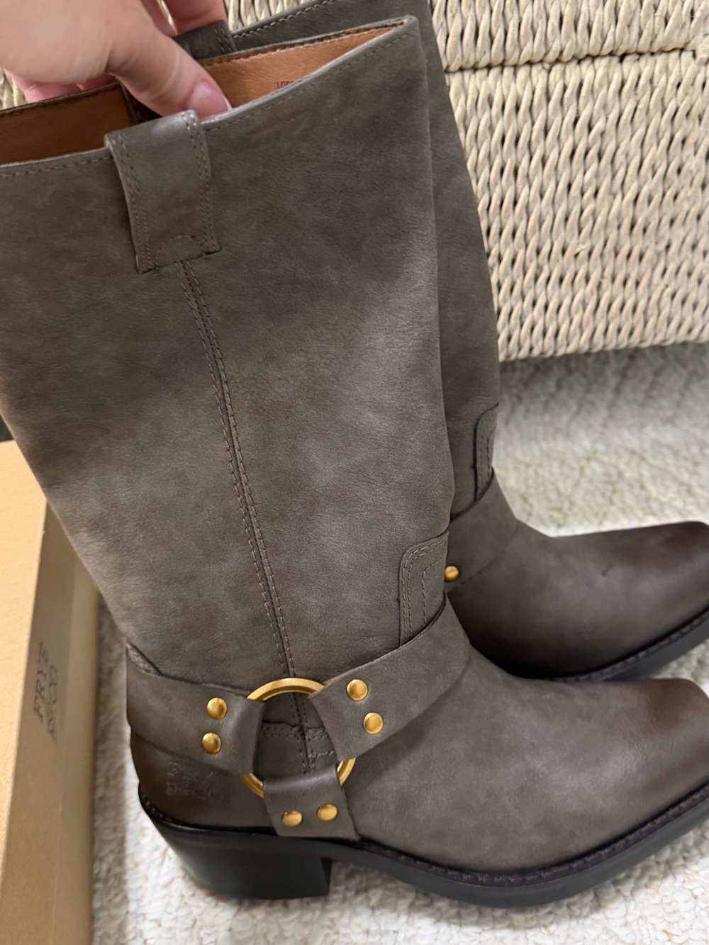 FRYE AND CO. Women’s Smoke Lorrie Harness Mid-Calf Leather Boots - Picture 3 of 11